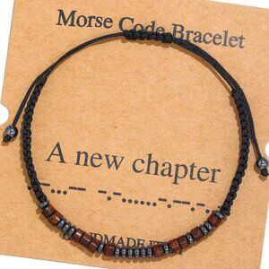 "A New Chapter" Morse Code Bracelets w/Adjustable String Inspirational Messages